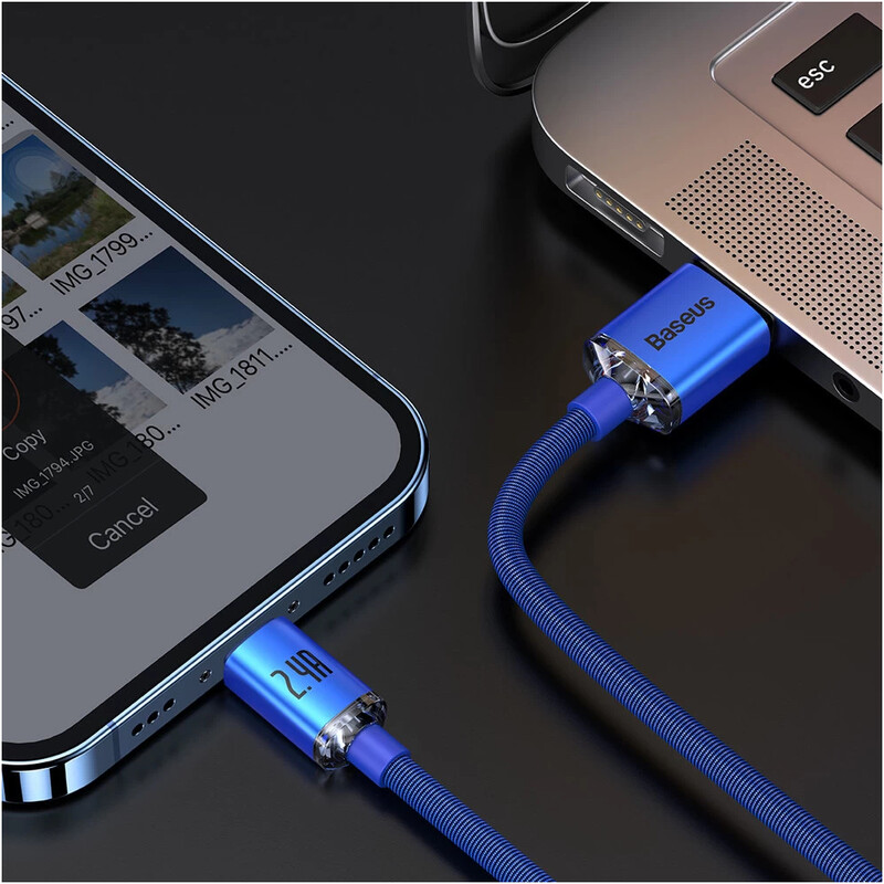 Кабель Baseus Crystal Shine Series Fast Charging USB-A - Lightning (M/M), 2.4A, 1.2 м Blue (CAJY000003)