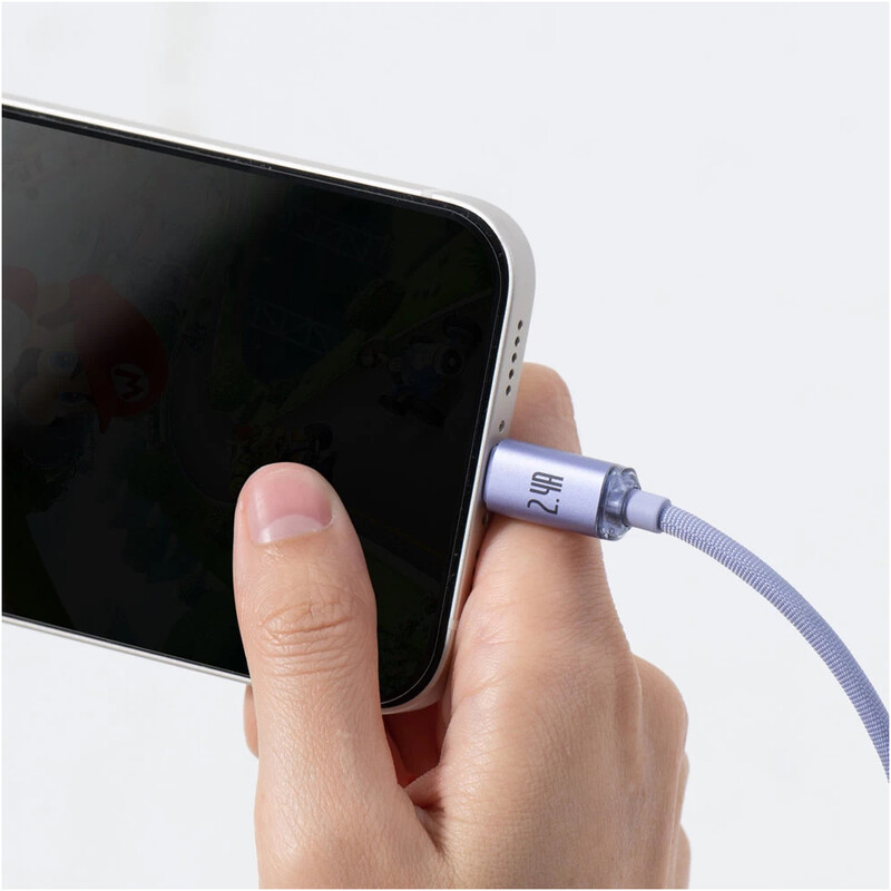 Кабель Baseus Crystal Shine Series Fast Charging USB-A - Lightning (M/M), 2.4A, 1.2 м Purple (CAJY000005)