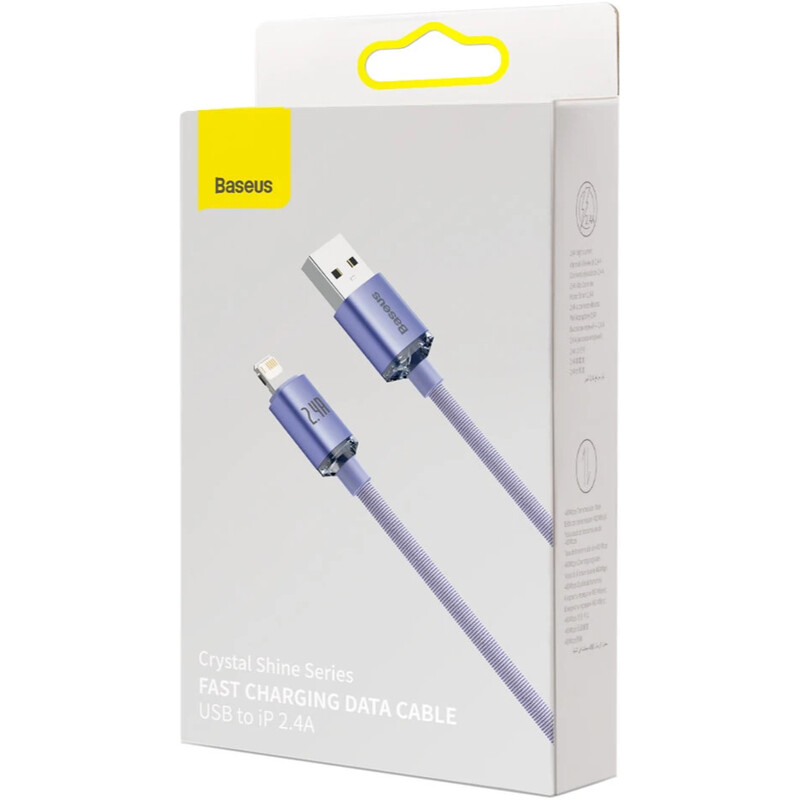 Кабель Baseus Crystal Shine Series Fast Charging USB-A - Lightning (M/M), 2.4A, 1.2 м Purple (CAJY000005)