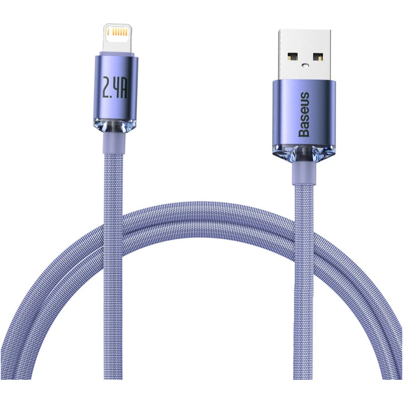 Кабель Baseus Crystal Shine Series Fast Charging USB-A - Lightning (M/M), 2.4A, 1.2 м Purple (CAJY000005)