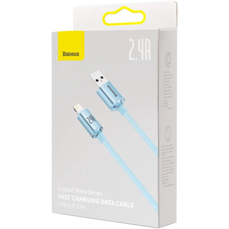 Кабель Baseus Crystal Shine Series Fast Charging USB-A - Lightning (M/M), 2.4A, 1.2 м Sky Blue (CAJY001103)