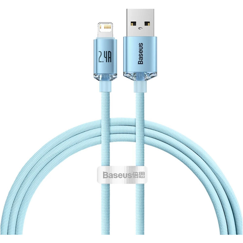 Кабель Baseus Crystal Shine Series Fast Charging USB-A - Lightning (M/M), 2.4A, 1.2 м Sky Blue (CAJY001103)