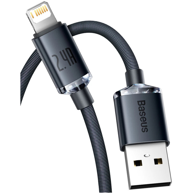 Кабель Baseus Crystal Shine Series Fast Charging USB Type-A - Lightning (M/M), 2.4A, 1.2 м, Black (CAJY000101)