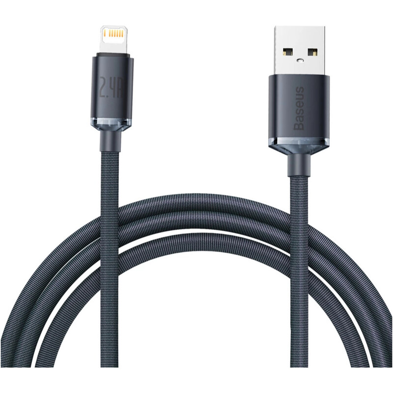 Кабель Baseus Crystal Shine Series Fast Charging USB Type-A - Lightning (M/M), 2.4A, 1.2 м, Black (CAJY000101)