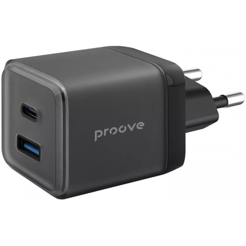Сетевое зарядное устройство Proove Pure GaN Plus (1USB-C, 1USB) 30W Black (WCPU30111201)
