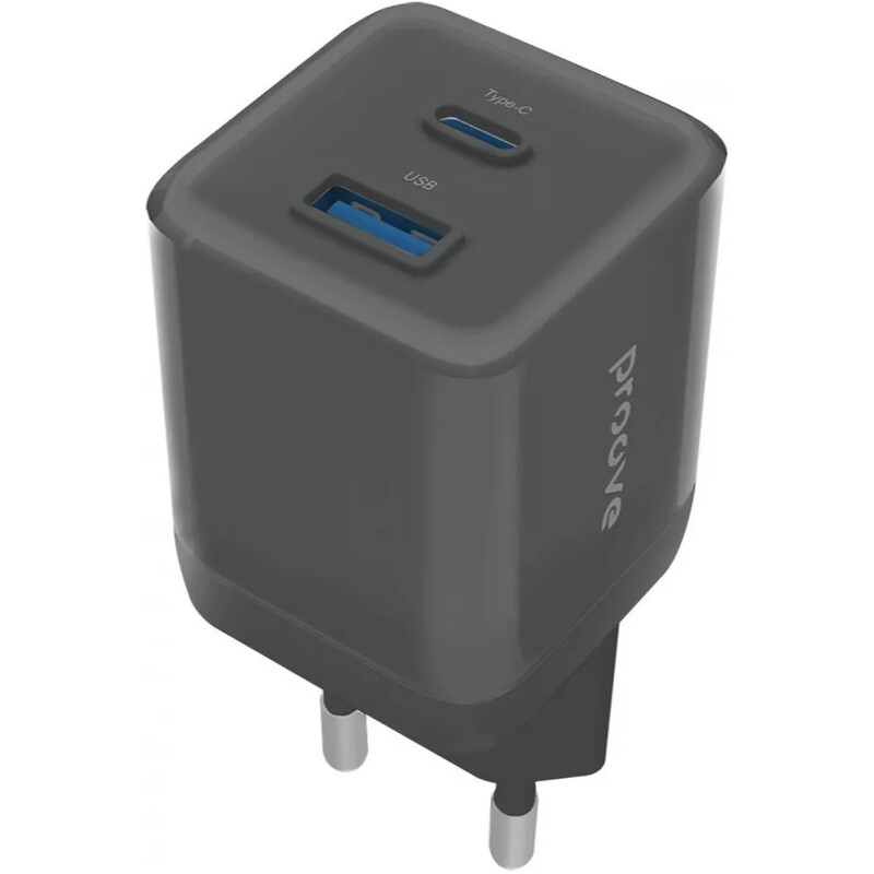 Сетевое зарядное устройство Proove Pure GaN Plus (1USB-C, 1USB) 30W Black (WCPU30111201)