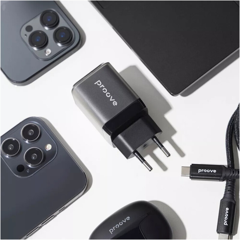 Сетевое зарядное устройство Proove Pure GaN Plus (1USB-C, 1USB) 30W Black (WCPU30111201)