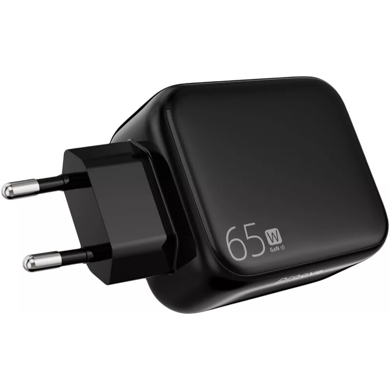 Сетевое зарядное устройство Proove Fixtape GaN (1USB-C, вбудований кабель USB-C) 65W Black (WCFP65010201)