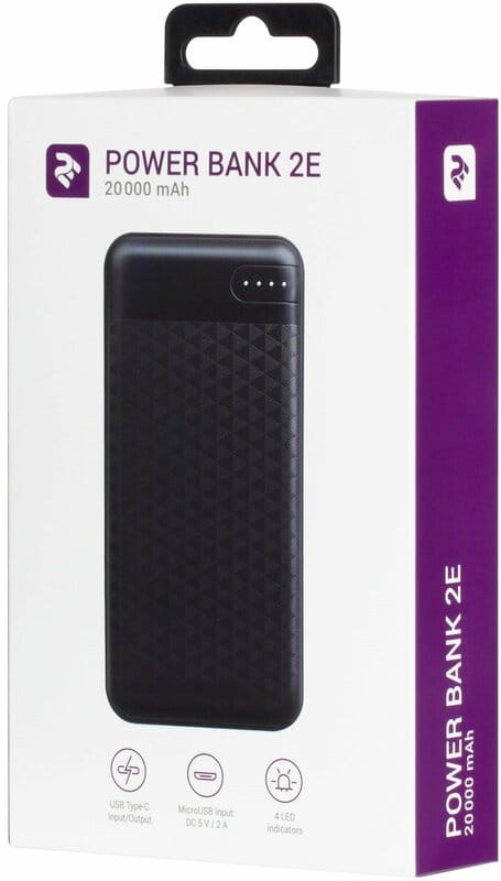 Универсальная мобильная батарея 2E 20000mAh Black (2E-PB2004-BLACK)