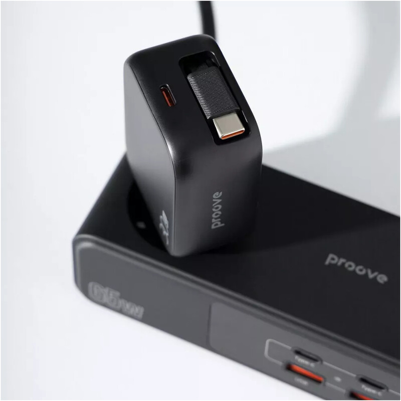 Мережевий зарядний пристрій Proove Fixtape GaN (1USB-C, вбудований кабель USB-C) 30W Black (WCFP30010201)
