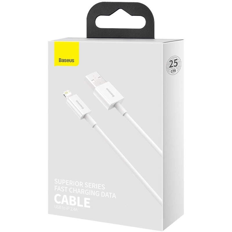 Кабель Baseus Superior Series Fast Charging USB Type-A - Lightning (M/M), 2.4A, 0.25 м, White (CALYS-02)