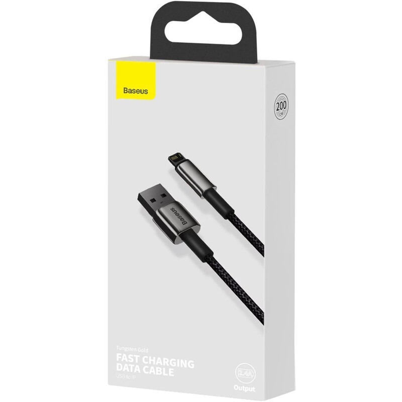 Кабель Baseus Tungsten Gold Fast Charging USB Type-A - Lightning (M/M), 2.4A, 2 м, Black (CALWJ-A01)
