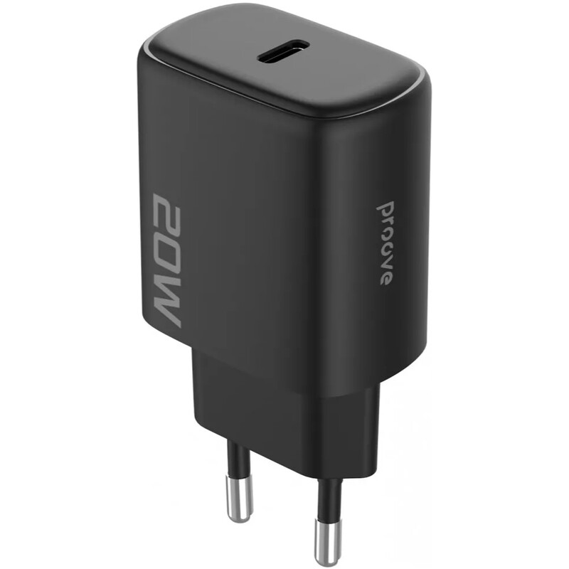 Мережевий зарядний пристрій Proove Silicone Power 2 (1USB-C) 20W Black (WCSP22010001) + кабель USB Type-C 1 м Lightning