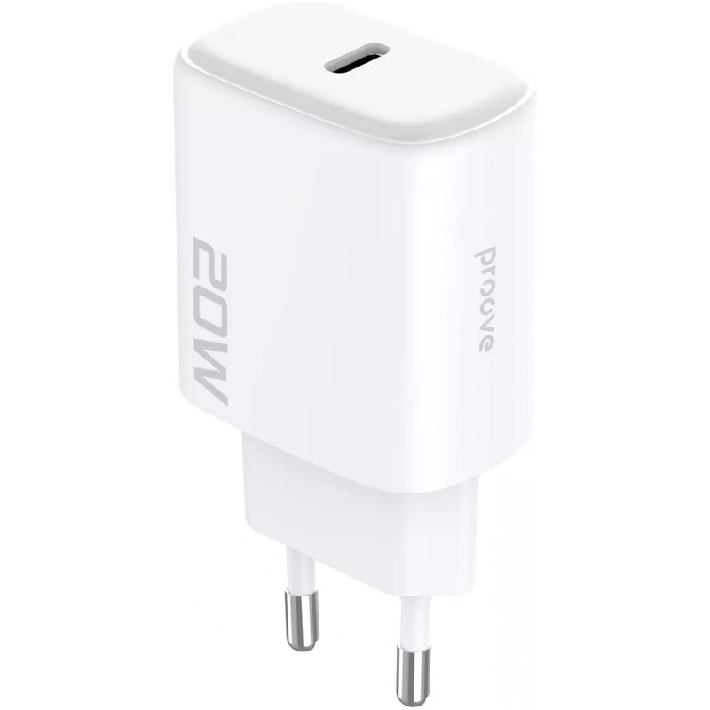 Мережевий зарядний пристрій Proove Silicone Power 2 (1USB-C) 20W White (WCSP22010002) + кабель USB Type-C 1 м Lightning