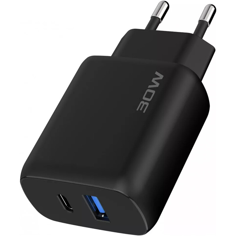 Мережевий зарядний пристрій Proove Silicone Power 2 (1USB-C, 1USB) 30W Black (WCSP23011001) + кабель USB Type-C 1 м