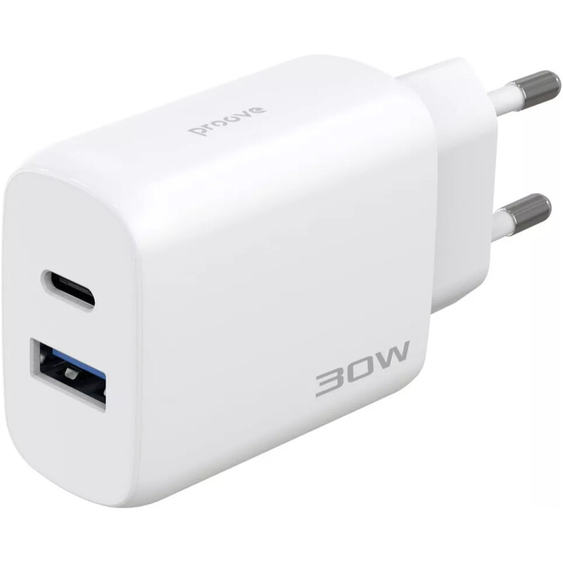 Мережевий зарядний пристрій Proove Silicone Power 2 (1USB-C, 1USB) 30W White (WCSP23011002) + кабель USB Type-C 1 м