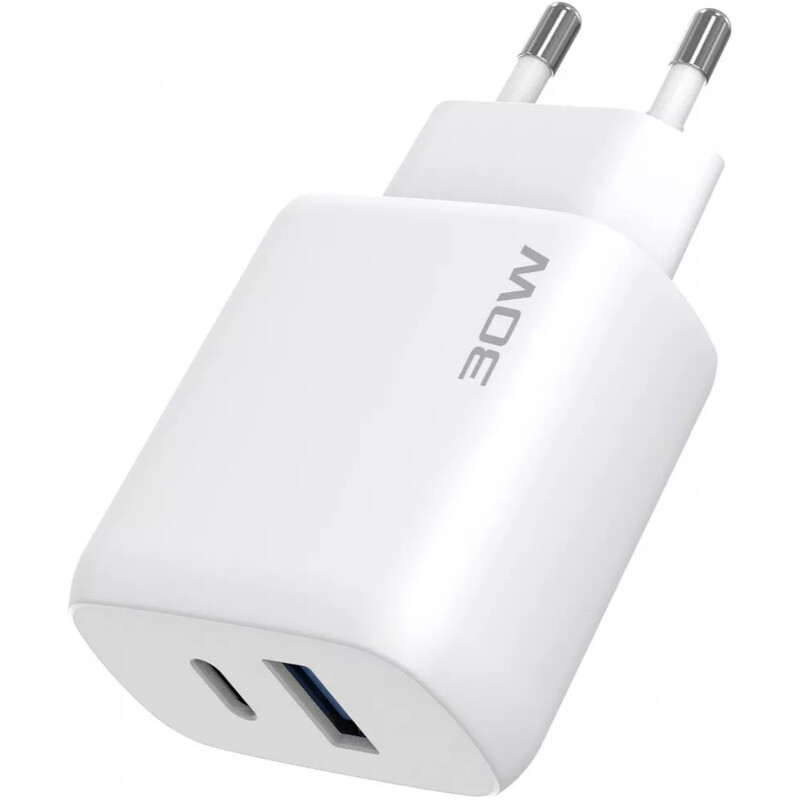 Мережевий зарядний пристрій Proove Silicone Power 2 (1USB-C, 1USB) 30W White (WCSP23011002) + кабель USB Type-C 1 м
