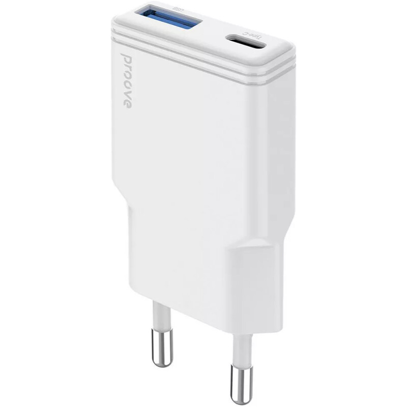 Мережевий зарядний пристрій Proove Slender (1USB-C, 1USB) 30W White (WCSL30110002)
