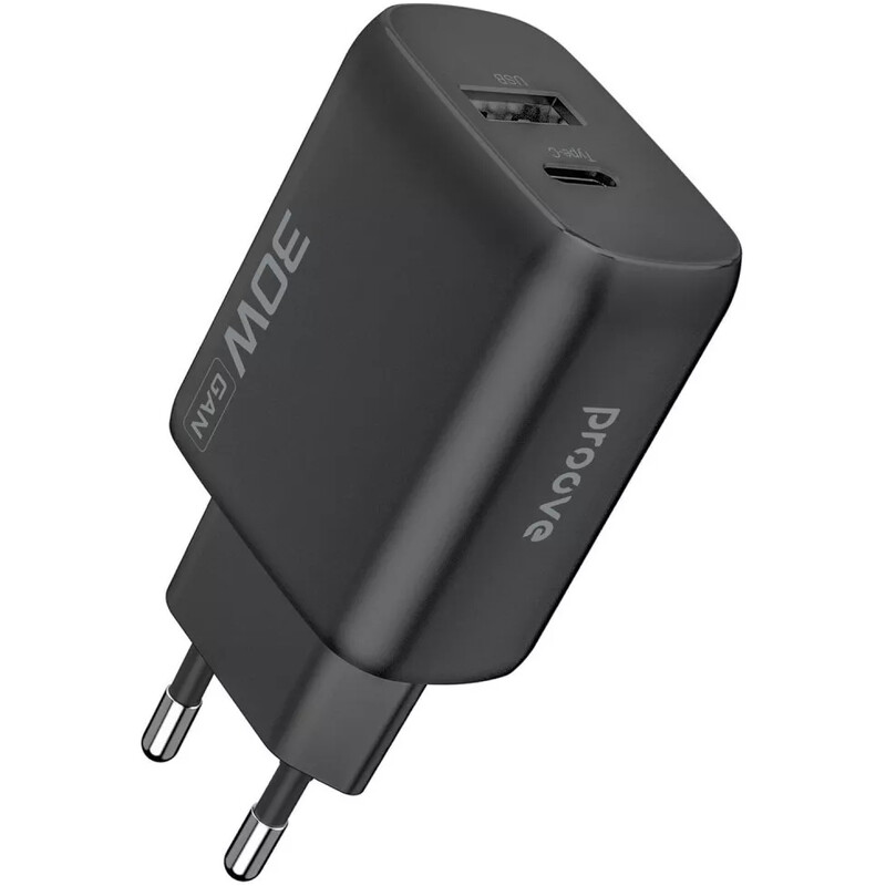 Мережевий зарядний пристрій Proove Silicone Power 2 (1USB-C, 1USB) 30W Black (WCSP23110001)