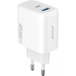 Мережевий зарядний пристрій Proove Silicone Power 2 (1USB-C, 1USB) 45W White (WCSP24110002)