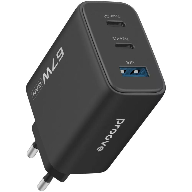 Мережевий зарядний пристрій Proove Silicone Power 2 (2xUSB-C, 1USB) 67W Black (WCSP26120001)