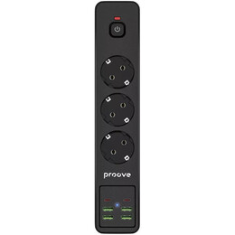 Фільтр живлення Proove Power Socket P-03 3 розетки, 4USB + 2USB-C, 2500W, 2 м, Black (PSP342420001)