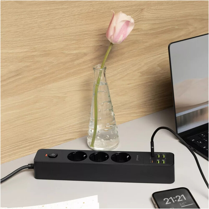 Фільтр живлення Proove Power Socket P-03 3 розетки, 4USB + 2USB-C, 2500W, 2 м, Black (PSP342420001)