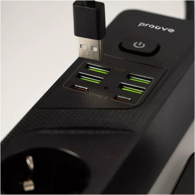 Фільтр живлення Proove Power Socket P-04 4 розетки, 4USB + 2USB-C (2500W), 2 м, Black (PSP442420001)