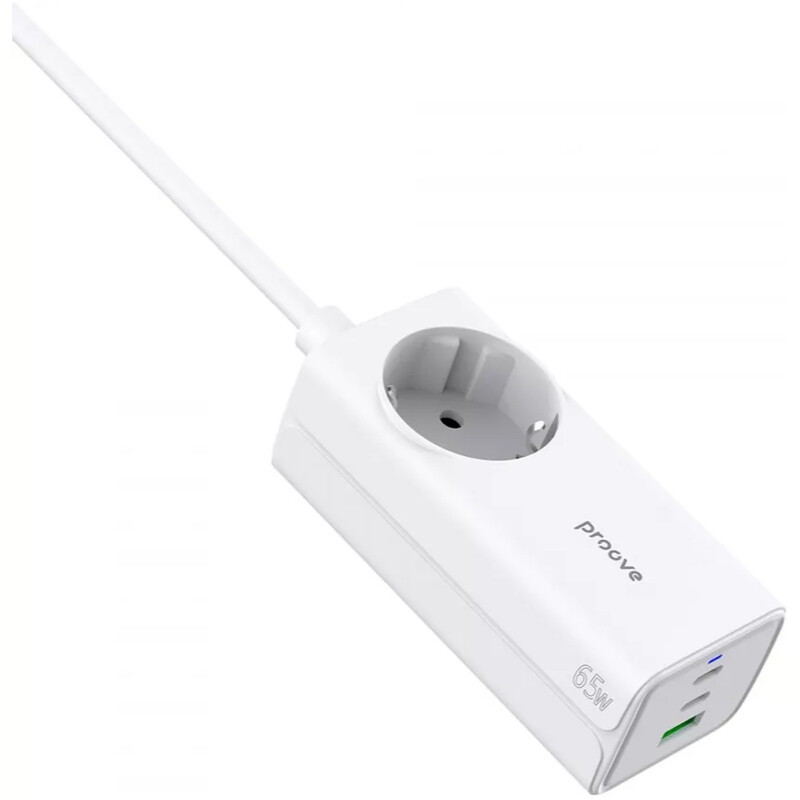 Фільтр живлення Proove Power Strip PD-02 1 розетка, 3USB (2USB-C + 1USB) 65W, 1,5 м, White (PSP165210001)