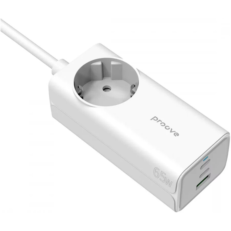 Фільтр живлення Proove Power Strip PD-02 1 розетка, 3USB (2USB-C + 1USB) 65W, 1,5 м, White (PSP165210001)