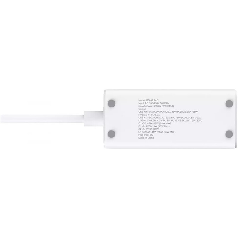 Фільтр живлення Proove Power Strip PD-02 1 розетка, 3USB (2USB-C + 1USB) 65W, 1,5 м, White (PSP165210001)