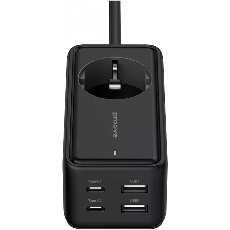 Фільтр живлення Proove Power Strip Homester PD-03 1 розетка, 2USB + 2USB-C (65W), 1,5 м, Black (PSP165220001)