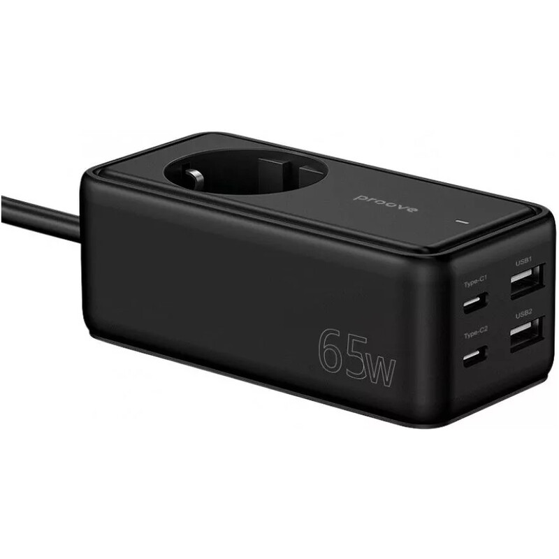 Фільтр живлення Proove Power Strip Homester PD-03 1 розетка, 2USB + 2USB-C (65W), 1,5 м, Black (PSP165220001)