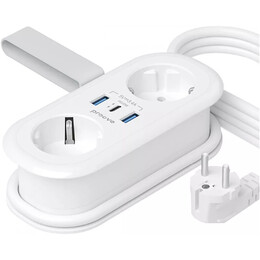 Фільтр живлення Proove Supercoil (2 розетки, 2USB + 1USB-C) 20W, 1,5 м, White (PSPS25002102)