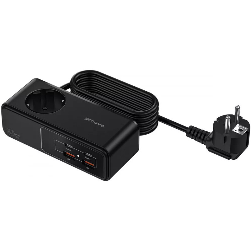 Фільтр живлення Proove Homester Pro 1 розетка, 2USB + 2USB-C (65W), 1,5 м, Black (PSHP25002201)