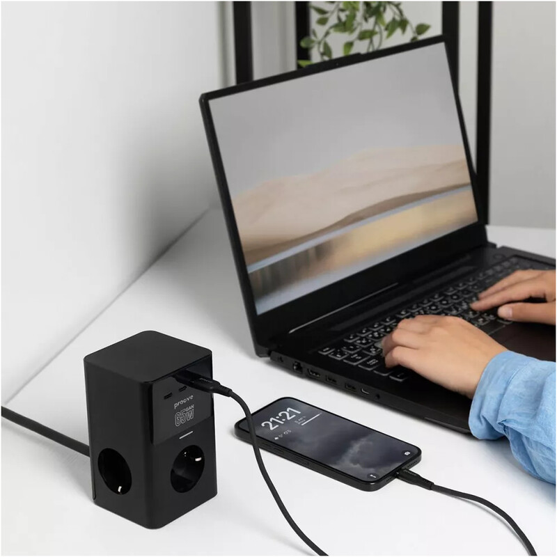 Фільтр живлення Proove Power Cube 3 розетки, 1USB + 2USB-C (65W), 1,5 м, Black (PSPC36801201)