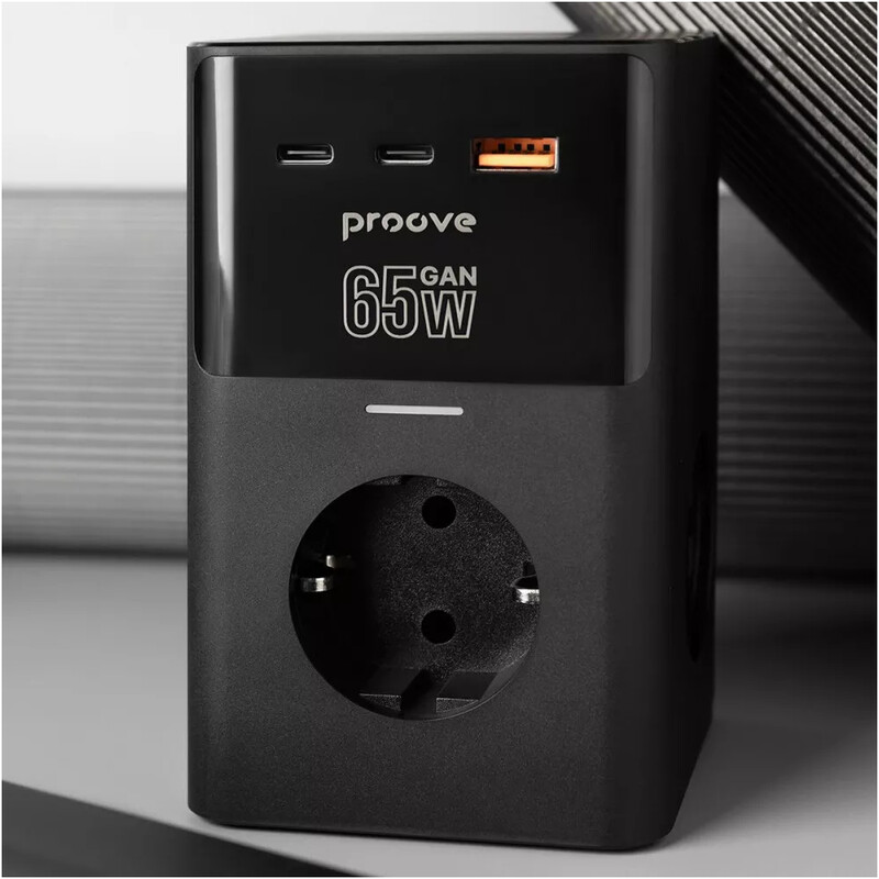 Фільтр живлення Proove Power Cube 3 розетки, 1USB + 2USB-C (65W), 1,5 м, Black (PSPC36801201)