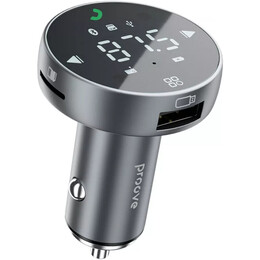Автомобільний зарядний пристрій + FM-трансмітер Proove FM Launcher Sound Sync 30W PD + QC3.0 Type-C + USB Grey (FMSS30110003)