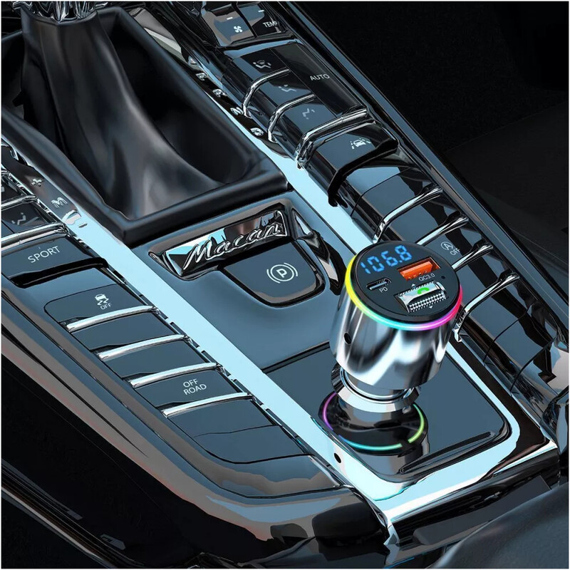 Автомобільний зарядний пристрій + FM-трансмітер Proove FM Launcher Power Drive 2xUSB + Type-C 30W Silver (FMPD30110006)