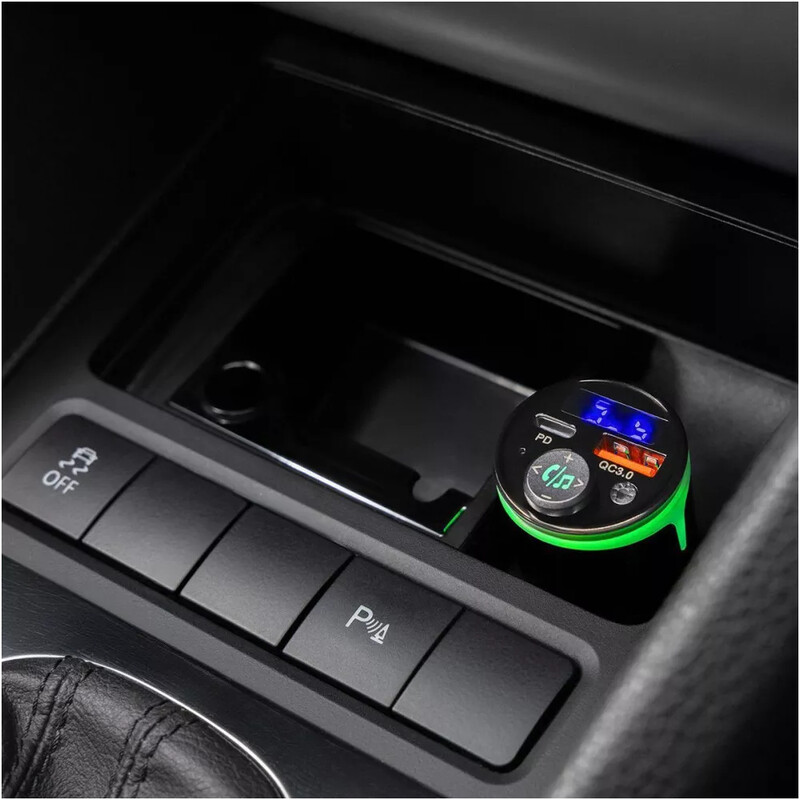 Автомобільний зарядний пристрій + FM-трансмітер Proove FM Launcher Nexus 2xUSB + Type-C 30W Black (FMNX30110001)