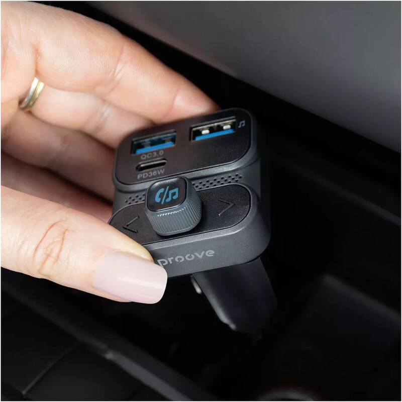Автомобільний зарядний пристрій + FM-трансмітер Proove FM Launcher Luxor SE 2xUSB + Type-C 36W Gray (FMLX20120003)