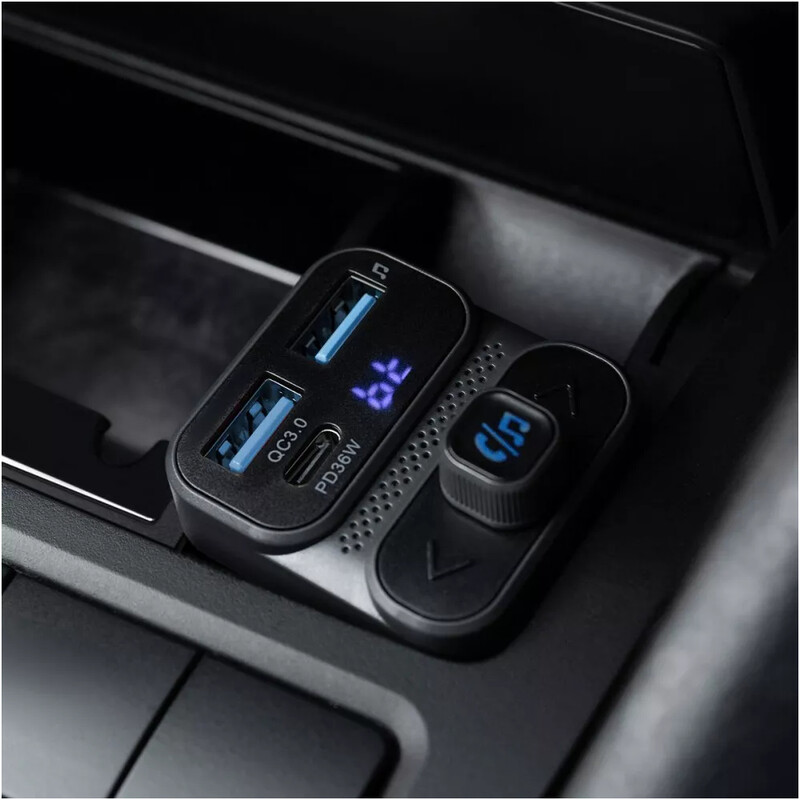 Автомобільний зарядний пристрій + FM-трансмітер Proove FM Launcher Luxor SE 2xUSB + Type-C 36W Gray (FMLX20120003)