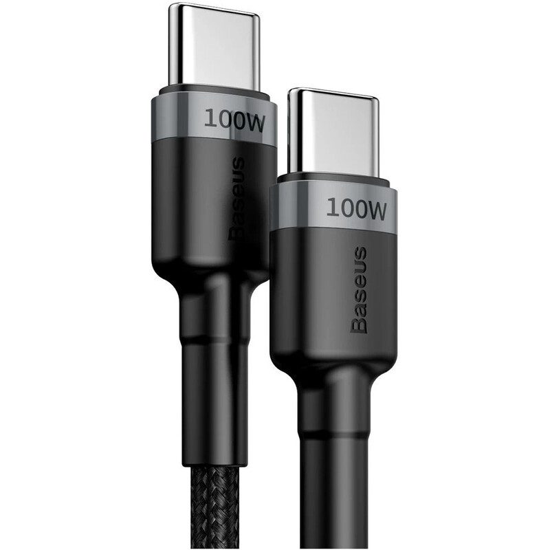 Кабель Baseus Cafule Flash Charging USB Type-C - USB Type-C (M/M), PD 2.0, 100W, 2 м, Grey/Black (CATKLF-ALG1)