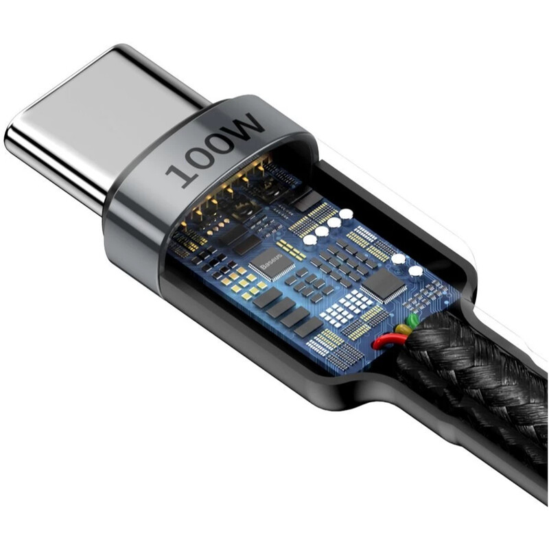 Кабель Baseus Cafule Flash Charging USB Type-C - USB Type-C (M/M), PD 2.0, 100W, 2 м, Grey/Black (CATKLF-ALG1)