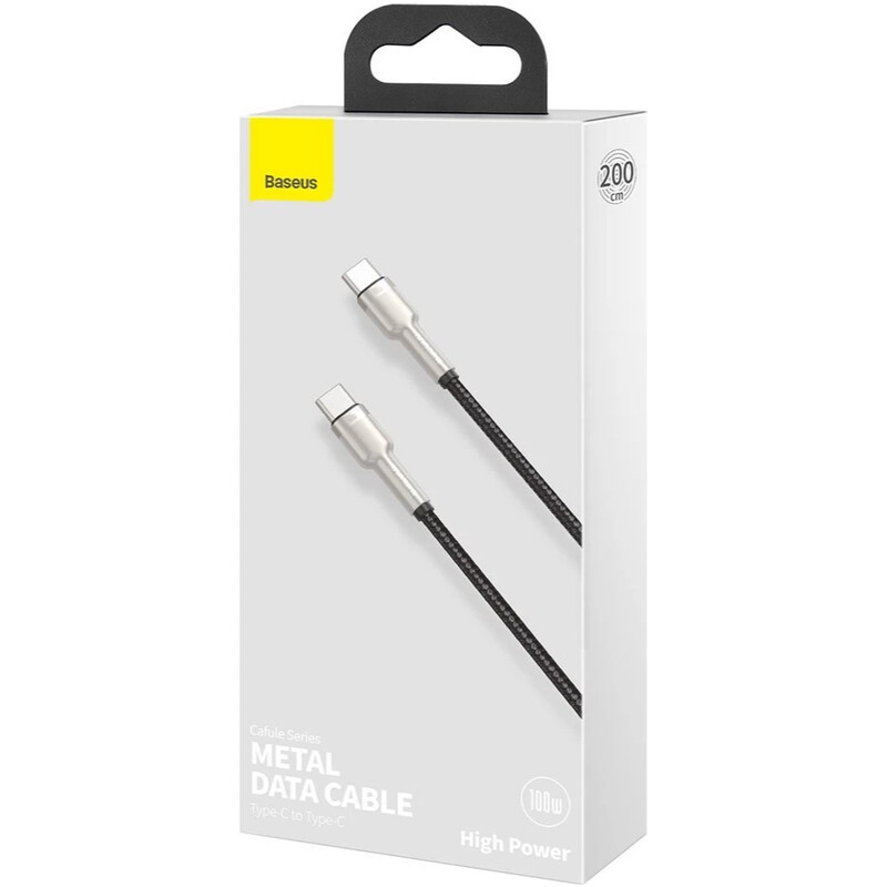 Кабель Baseus Cafule Metal USB Type-C - USB Type-C (M/M), 100W, 2 м, Black (CATJK-D01)