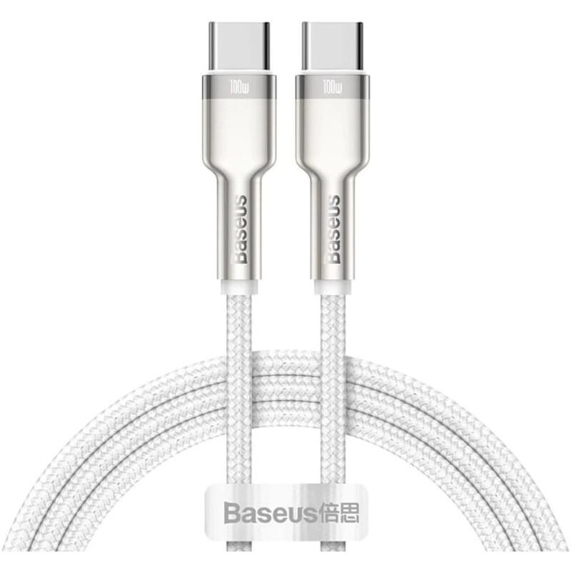 Кабель Baseus Cafule Metal USB Type-C - USB Type-C (M/M), 100W, 1 м, White (CATJK-C02)