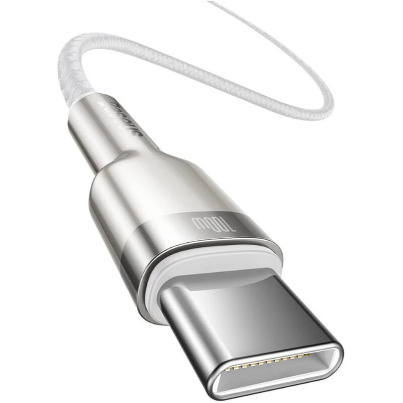 Кабель Baseus Cafule Metal USB Type-C - USB Type-C (M/M), 100W, 1 м, White (CATJK-C02)