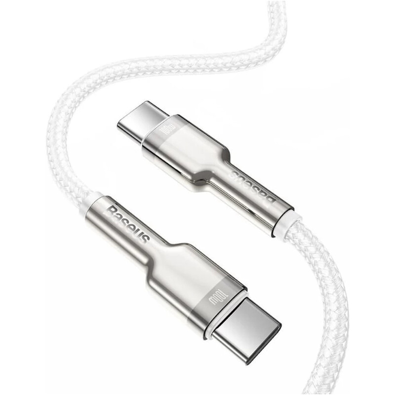 Кабель Baseus Cafule Metal USB Type-C - USB Type-C (M/M), 100W, 2 м, White (CATJK-D02)