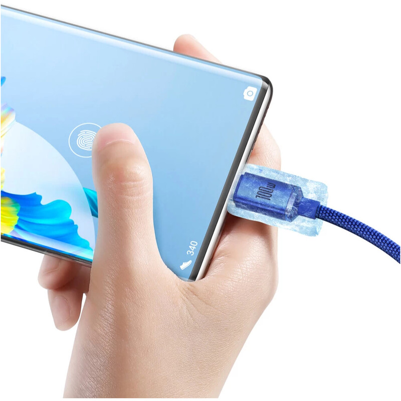 Кабель Baseus Crystal Shine Series Fast Charging USB Type-A - USB Type-C (M/M), 100W, 2 м, Blue (CAJY000503)