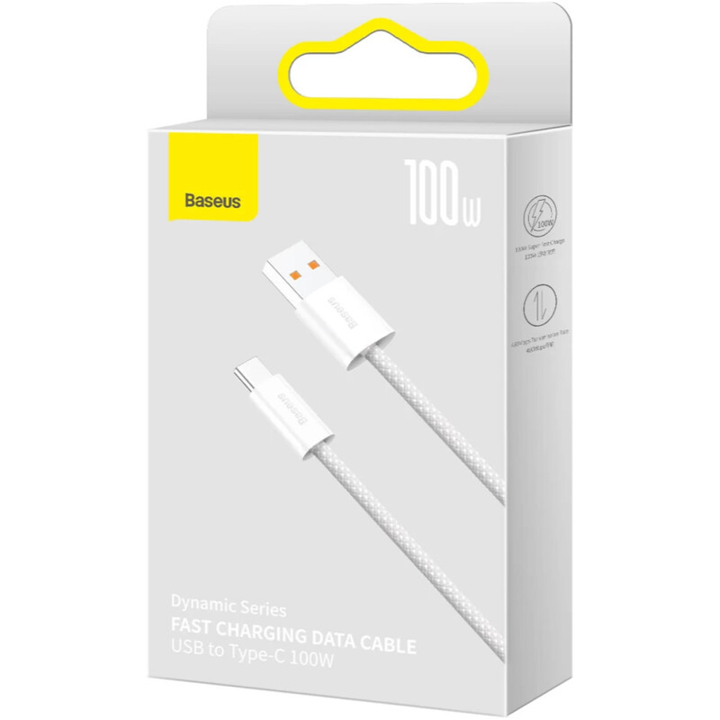 Кабель Baseus Dynamic Series Fast Charging USB Type-A - USB Type-C (M/M), 100W, 2 м, White (CALD000702)